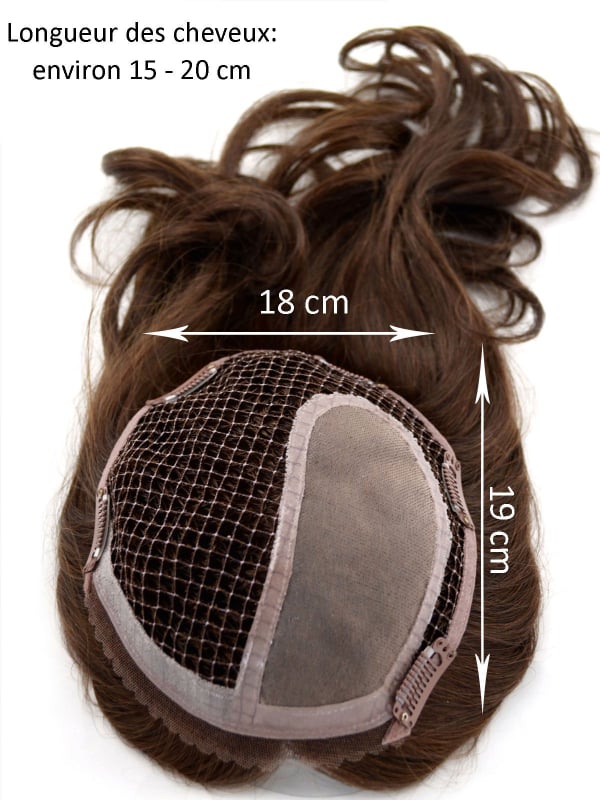Volumateur Luxery Top Filler Lace: gewellter Topper 100% Remy Hair 40 cm, Basis 18x19 cm Monofilament, Befestigung 4 Clips