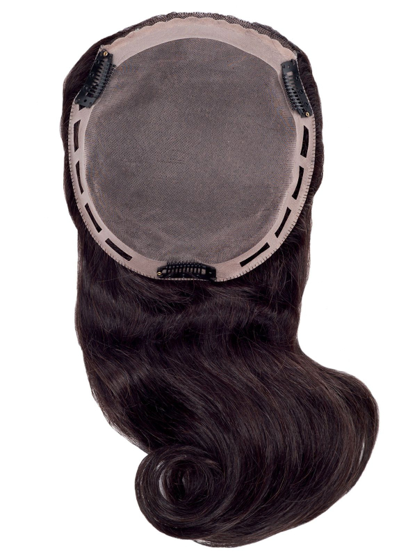 Voluminator Solution C Echthaar aus echtem Remy-Haar 43 cm, Monofilament-Basis 19x18 cm mit 3 Clips für einen natürlichen Effekt