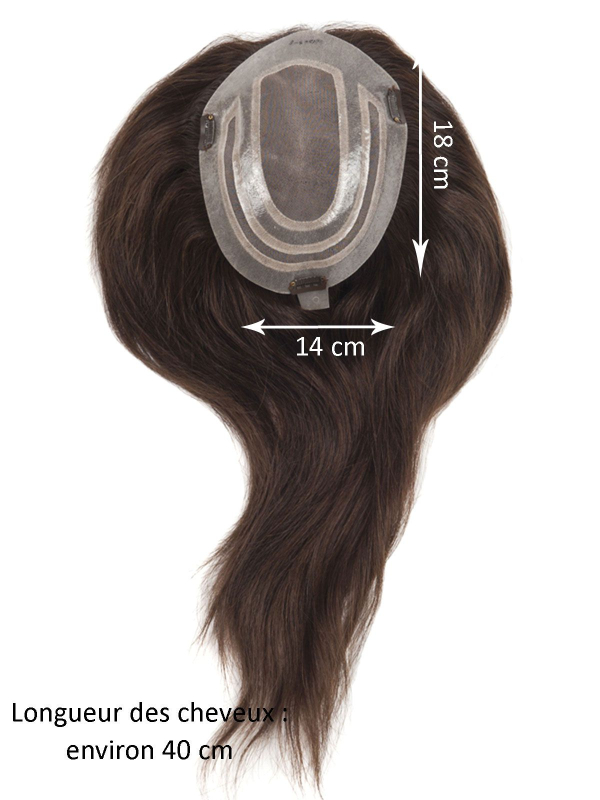Voluminator Top Filler Delia Mono aus Echthaar 40 cm mit Clips, Basis 14x18 cm für dezentes Volumen und zuverlässigen Halt