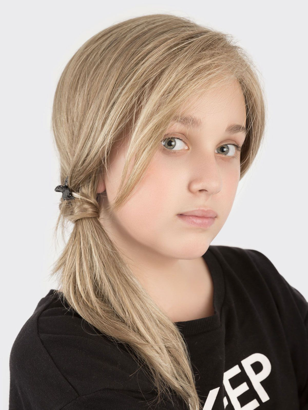 Kinderperücke Sara Power Kids, lang: seidig unsichtbarer Tüll, einstellbare Größe 52-54 cm, natürlicher Look (lightblonde/lightb