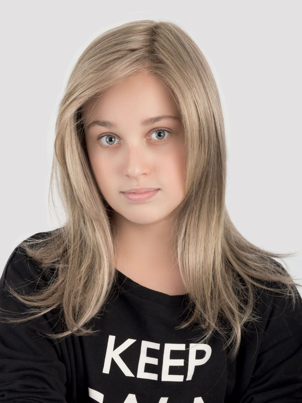 Kinderperücke Sara Power Kids, lang: seidig unsichtbarer Tüll, einstellbare Größe 52-54 cm, natürlicher Look (lightblonde/lightb