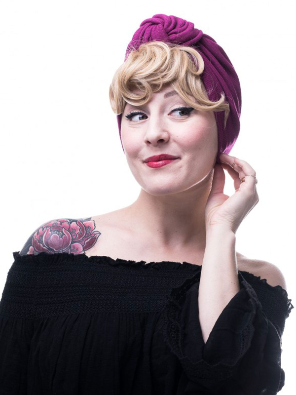 Lockige Erwachsenenfransen aus Kunstfaser zum Tragen unter Turban oder Kopftuch, mit patentierter Passform für Alopezie geeignet
