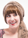 Erwachsenenfransen mit geradem Schnitt im Louise-Brooks-Stil aus Kunstfaser, patentiertes Halteband Les Franjynes, ideal unter T
