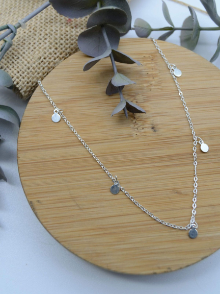 Halskette Sequins Silber 40-45 cm — handgefertigter Silberschmuck, nickelfrei
