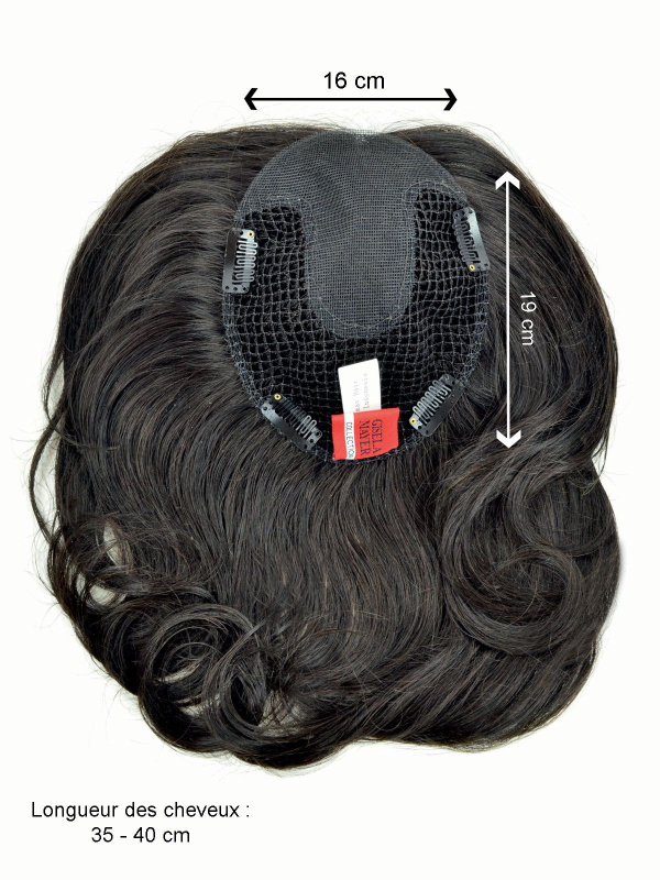 Volumator Integration Large HH aus natürlichem Haar 35-40 cm, 4 Clips, Basis 16x19 cm für dezentes Volumen