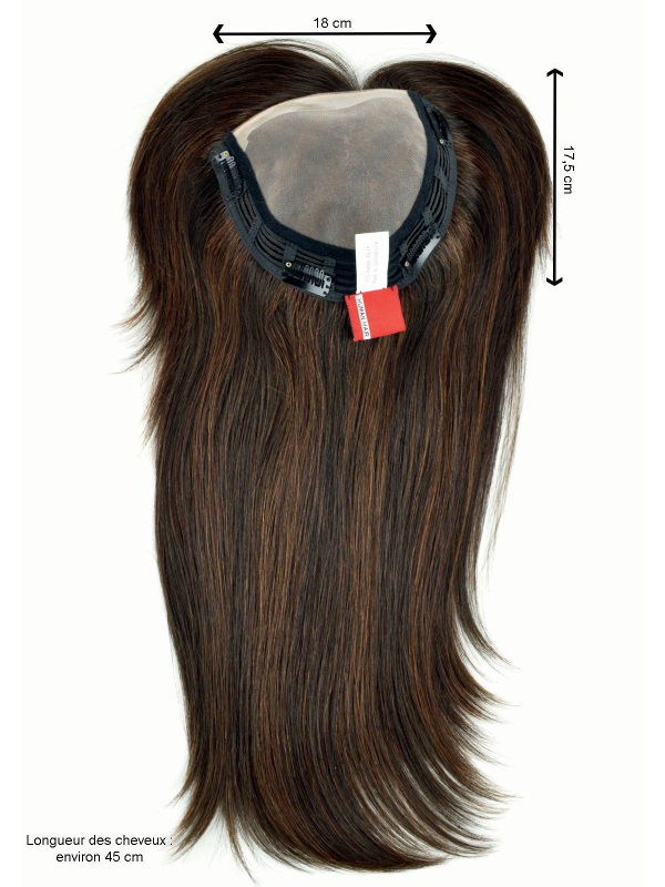 Volumateur Extra Long HH Filler Gisela Mayer: 100% Echthaar 45 cm, transparentes Monofilament, Pony 20 cm, Dichte disc