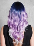 Perücke Artic Metall Gisela Mayer: lange gewellte blaue violette grau-metallische Abstufung mit Pony