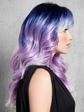 Perücke Artic Metall Gisela Mayer: lange gewellte blaue violette grau-metallische Abstufung mit Pony