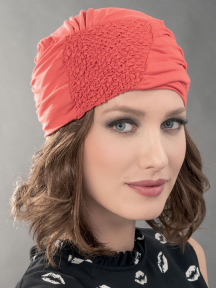 Turban Elsa aus Bambus Viskose mit seitlichem Blumenmuster