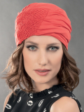 Turban Elsa Ellen Wille aus Bambus-Viskose, weich und atmungsaktiv, mit Blumenmuster an der Seite