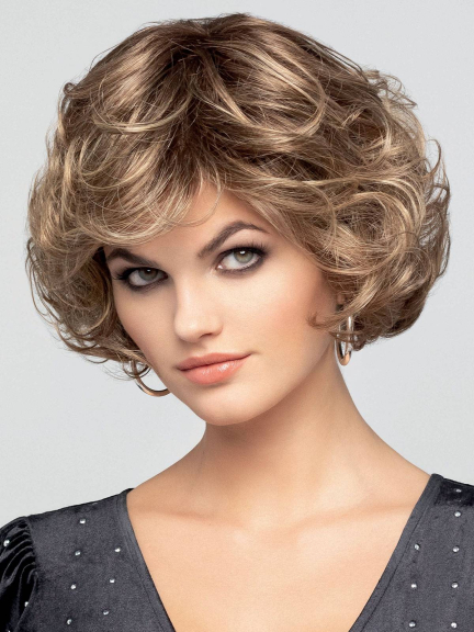 Lady Mono Deluxe Large – synthetische lockige Perücke, täglicher Komfort, Größe 57,5 cm