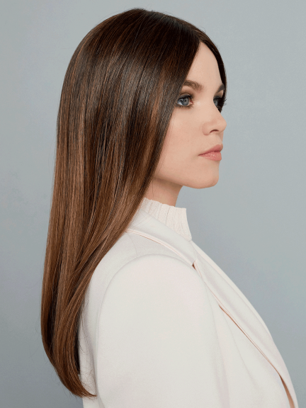 Techno Beso Lace: langes glattes Haar mit Mittelscheitel, natürlicher und eleganter Look