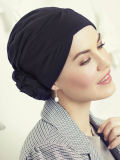 Turban-Mütze Zuri Christine Headwear aus Supima Caretech® Baumwolle mit integrierter Chignon-Blume, sanft für empfindliche Kopfh