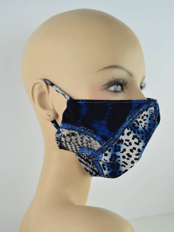 Maske aus Oeko-Tex-Mikrofaser, waschbar und wiederverwendbar — bunte Blumenmuster
