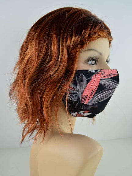 Maske aus Oeko-Tex-Mikrofaser, waschbar und wiederverwendbar – bunte Blumenmuster