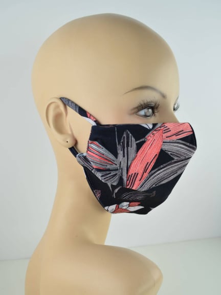 Maske aus Oeko-Tex-Mikrofaser, waschbar und wiederverwendbar – bunte Blumenmuster