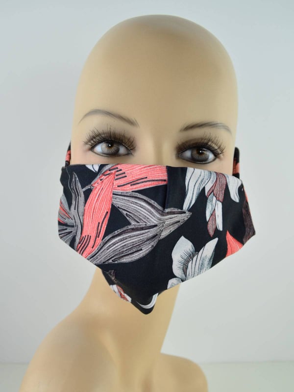 Maske aus Oeko-Tex-Mikrofaser, waschbar und wiederverwendbar – bunte Blumenmuster