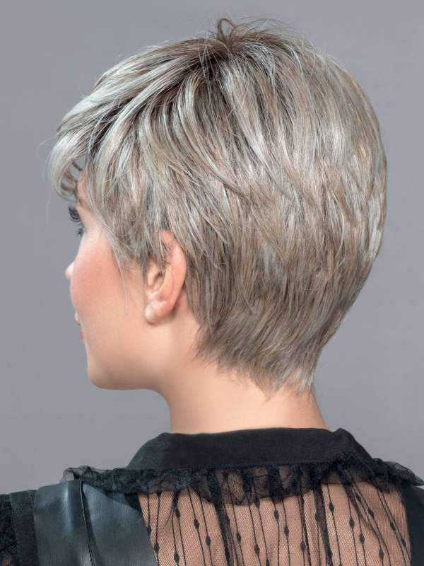 Perücke Link Mono Part Ellen Wille: asymmetrischer Kurzhaarschnitt, synthetische Thermofaser 140°C, natürlicher und dezenter Eff