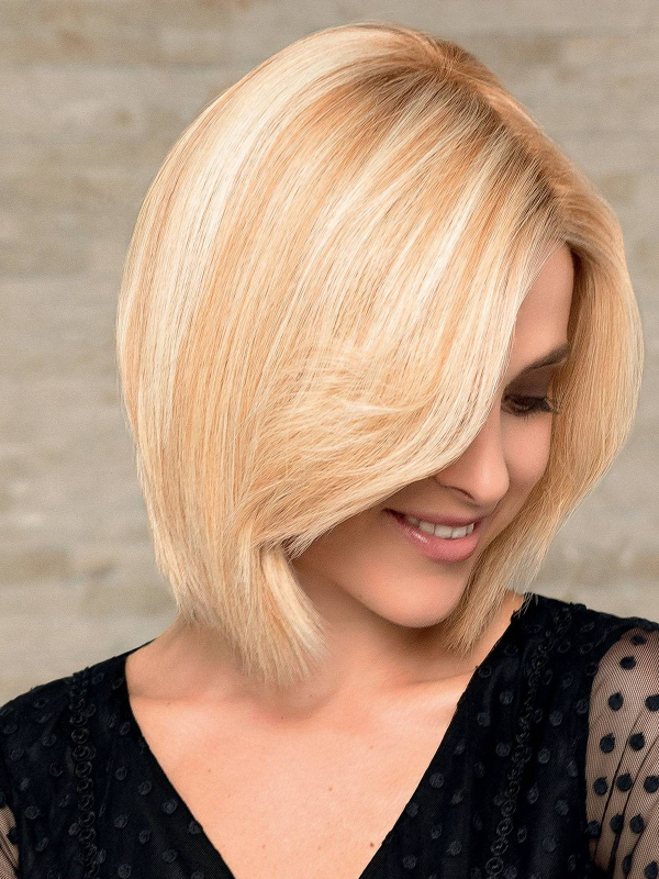 Perücke Linda HH Lace aus natürlichem Remy Hair, gerades mittellanges Karo 34 cm mit unsichtbarer Lace Front, täglicher Tragekom