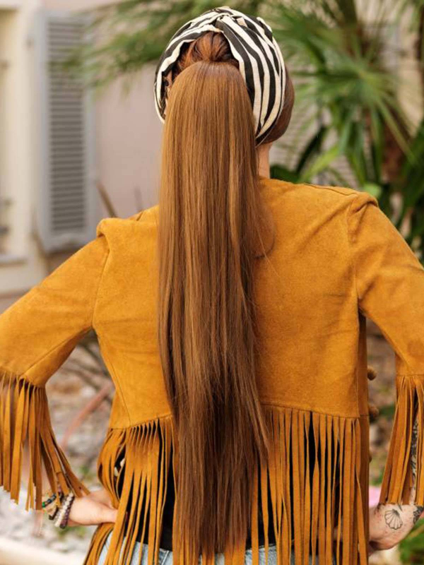 Zopf Les Franjynes 70 cm mit Clip, hochwertiger synthetischer Faser mit natürlichem Aussehen