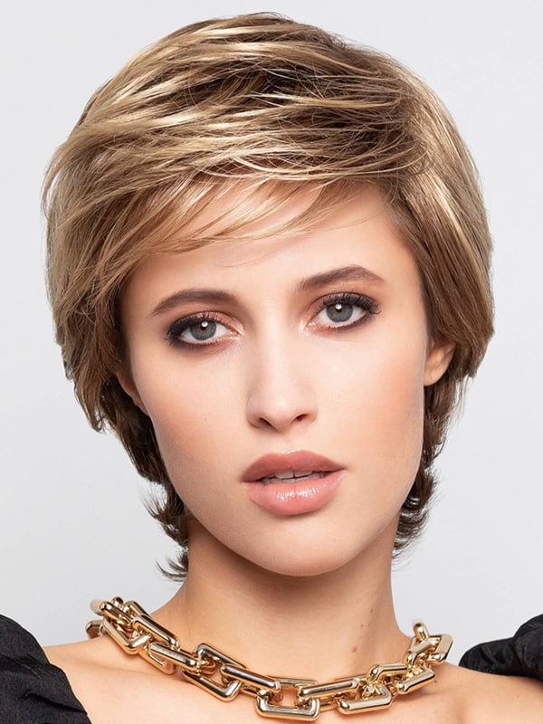 Perücke Sun Limit Gisela Mayer: kurzer, gestufter Schnitt, natürliches Volumen und Nackenlänge, ideal bei Alopezie
