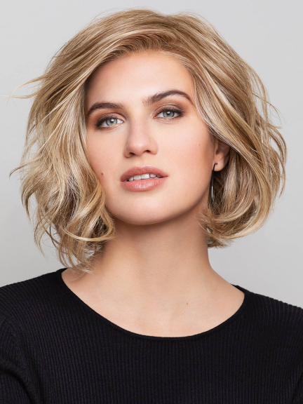 Perücke Nature Glam Mono Lace — hitzebeständige Faser, wellige Schnittführung auf Kieferhöhe