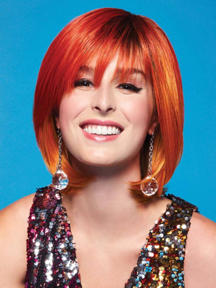 Perücke Fierce Fire orange, Bob-Schnitt und Pony - Für einen Karnevals-Look