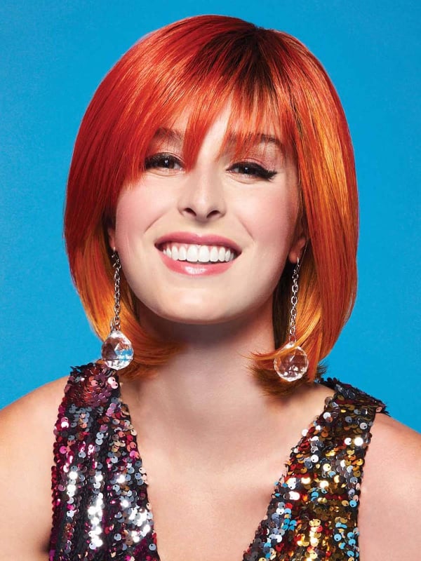 Perücke Fierce Fire orange, Bob-Schnitt und Pony - Für einen Karnevals-Look