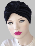Turban-Mütze Sandra aus Samt von MM Paris, elegant, weich und leicht anzuziehen, ideal bei Alopezie und Chemo-/Strahlentherapie