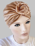 Turban-Mütze Sandra aus Samt von MM Paris, elegant, weich und leicht anzuziehen, ideal bei Alopezie und Chemo-/Strahlentherapie