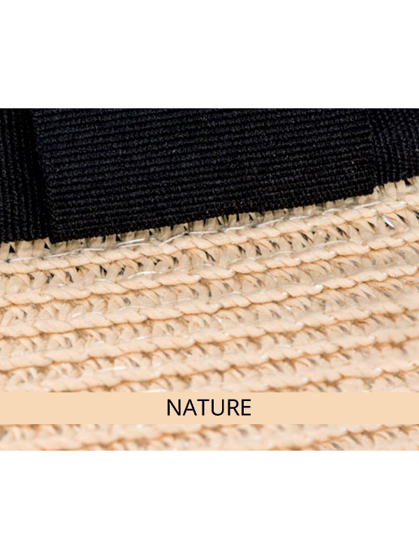Damen-Strohhut Venice aus luftigem Stroh, schwarzes Band, Naturfarben, Schwarz oder Marineblau – leichter Sonnenschutz.
