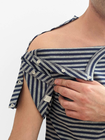 Calineo Herren-T-Shirt – kurze Ärmel, durchgehende Druckknopföffnung, 100% ultra-weiche Baumwolle