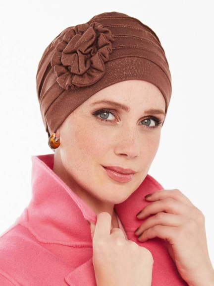 Mütze Nora Gisela Mayer – Dekorative Blume, 95% Viskose, eleganter Stil