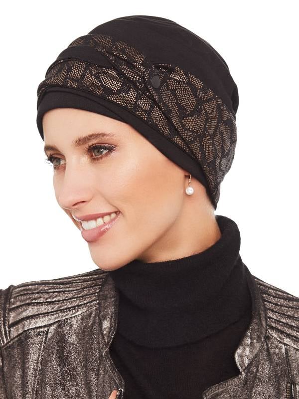 Set Maya — Turban-Mütze mit wendbarem Stirnband (95% Viskose)