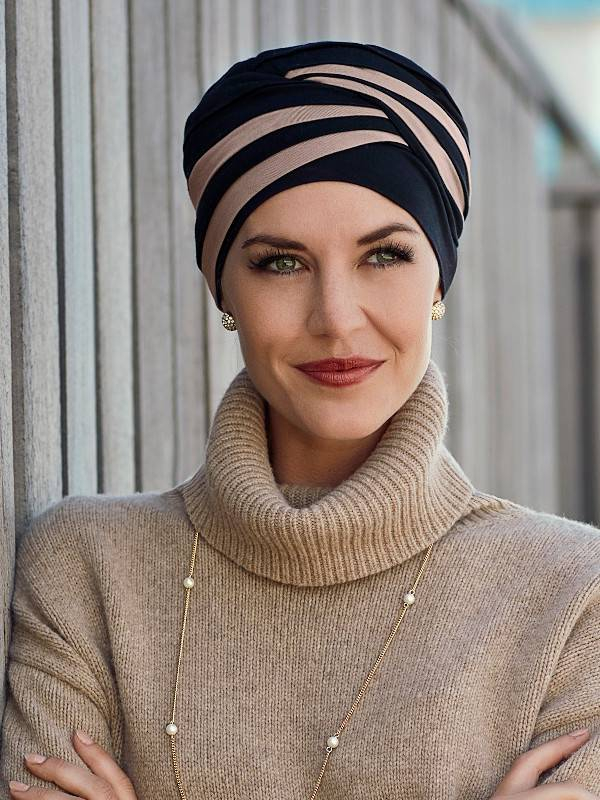 Turban Hindi Bambou Christine Headwear aus Bambus-Viskose Caretech®, elegante und bequeme Mütze bei Alopezie oder Chemotherapie.