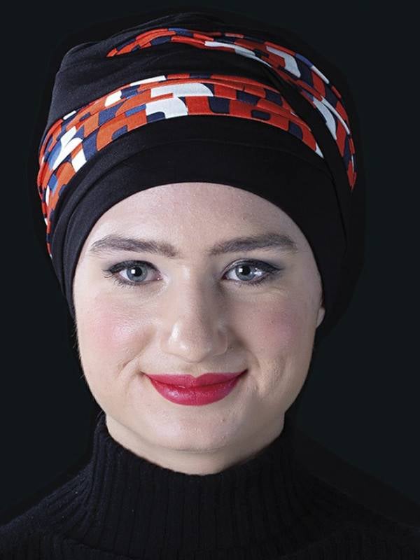 Turban Doris MMParis aus Bambusfaser, zweifarbig, Hütchen-Stil, natürliches Volumen mit einer Handbewegung