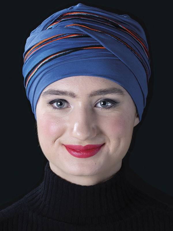 Turban Doris MMParis aus zweifarbiger Bambusfaser, kleiner Hut-Stil, einfach aufzusetzen für ein natürliches Volumen