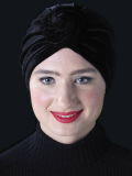 Turbanmütze Sandra aus Samt MM Paris, elegant, weich und leicht anzuziehen, ideal bei Alopezie und Chemo-/Strahlentherapie