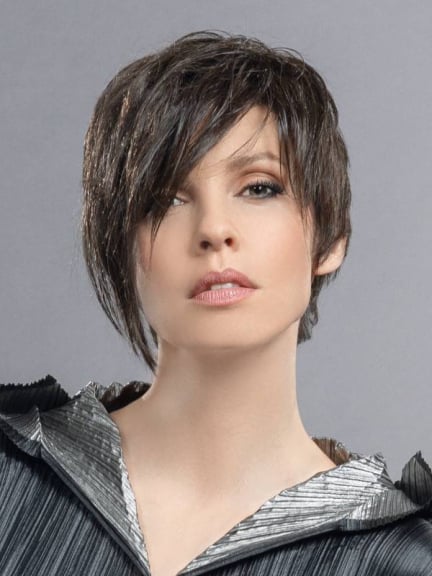 Amaze Mono Part Perücke Prime Hair asymmetrischer Schnitt dunkle Wurzeln Balayage