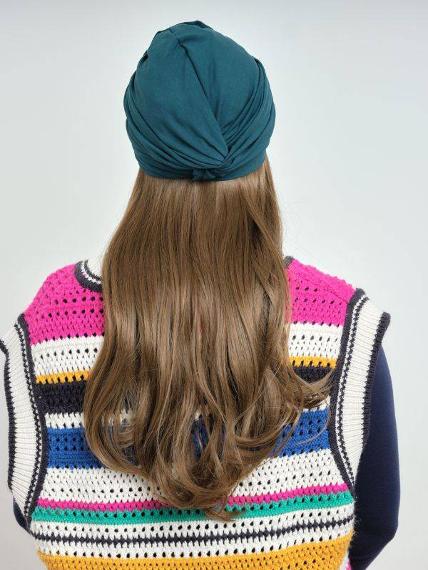 Lange wellige Haarkrone Les Franjynes aus Premium-Kunstfaser, zu tragen unter Turban, Kopftuch oder Mütze