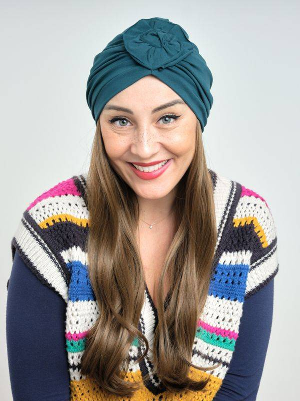 Lange wellige Haarkrone Les Franjynes aus Premium-Kunstfaser, zu tragen unter Turban, Kopftuch oder Mütze