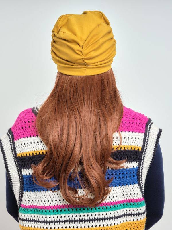 Lange wellige Haarkrone Les Franjynes aus Premium-Kunstfaser, zu tragen unter Turban, Kopftuch oder Mütze