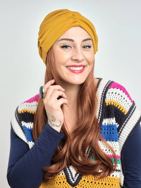 Lange wellige Haarkrone Les Franjynes aus Premium-Kunstfaser, zu tragen unter Turban, Kopftuch oder Mütze