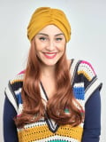Lange wellige Haarkrone Les Franjynes aus Premium-Kunstfaser, zu tragen unter Turban, Kopftuch oder Mütze