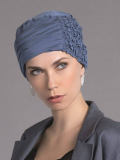 Turban Elsa Ellen Wille aus Bambus-Viskose, weich und atmungsaktiv, mit Blumenmuster an der Seite