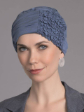 Turban Elsa Ellen Wille aus Bambus-Viskose, weich und atmungsaktiv, mit Blumenmuster an der Seite