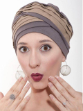 Turban aus Leinen Doris MMParis, zweifarbig, Hütchenstil, natürliches Volumen und Tragekomfort im Sommer