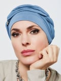 Set Amira Gisela Mayer: Chemo-Mütze aus Bambus mit geknotem Stirnband und Metallschnalle, bequem und elegant bei Alopezie