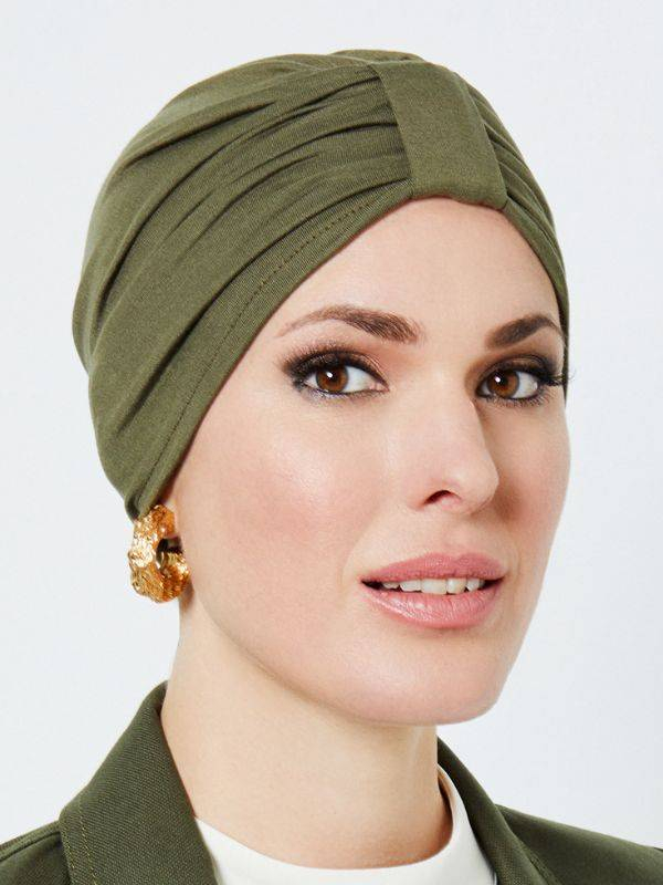 Gefalteter Chemo-Turban Aktion Gisela Mayer aus weichem Bambus – natürliches Volumen, Tragekomfort Tag & Nacht