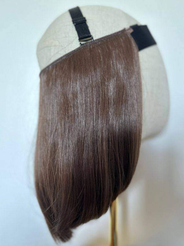 Haarkrone Krownie Bikiwig aus synthetischer Thermofaser 180 °C, natürlicher Bob-Effekt, ideal unter Turban, Mütze oder Hut
